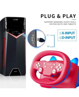 Gaming Racing Wheel, Wireless Steering Wheel for Nintendo Switch, PC, PS4/PS3, iOS, Android - Vibration, LED Lights, Adjustable Sensitivity