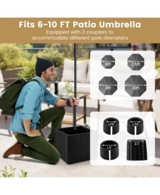 2-in-1 Outdoor Umbrella Base Planter w/Flower Box 4 Rolling Wheels 88 LBS Capacity