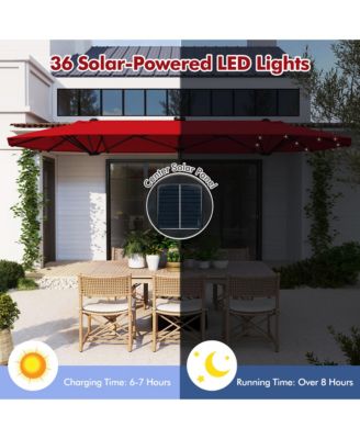 13 FT Patio Umbrella Double-Sided Market Umbrella w/ 36 Solar-Powered LED Lights