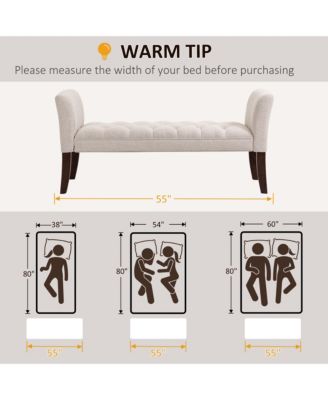 End of Bed Bench with Button Tufted Design, Dark