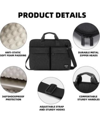 17-17.3 inch Slim Laptop Bag, Computer Carrying Case with Shoulder Strap, Notebook Handbag Cover for Men Women Fits Acer Asus Lenovo HP Toshiba Black