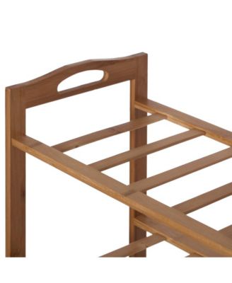 Bamboo Storage Shoe Rack, Free Standing Shoe Organizer Storage Rack, 3 Tier
