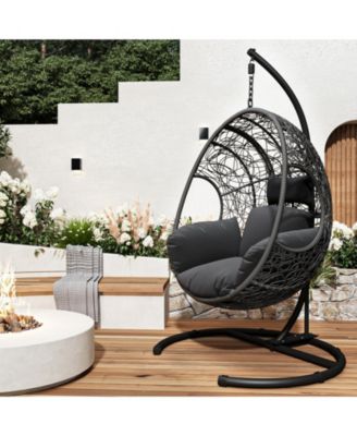 New Comming Outdoor Indoor PE wicker Swing Egg Chair Gray Color