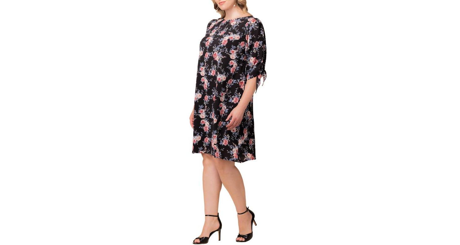 Plus Size Manhattan Shift Dress with Tie Sleeves