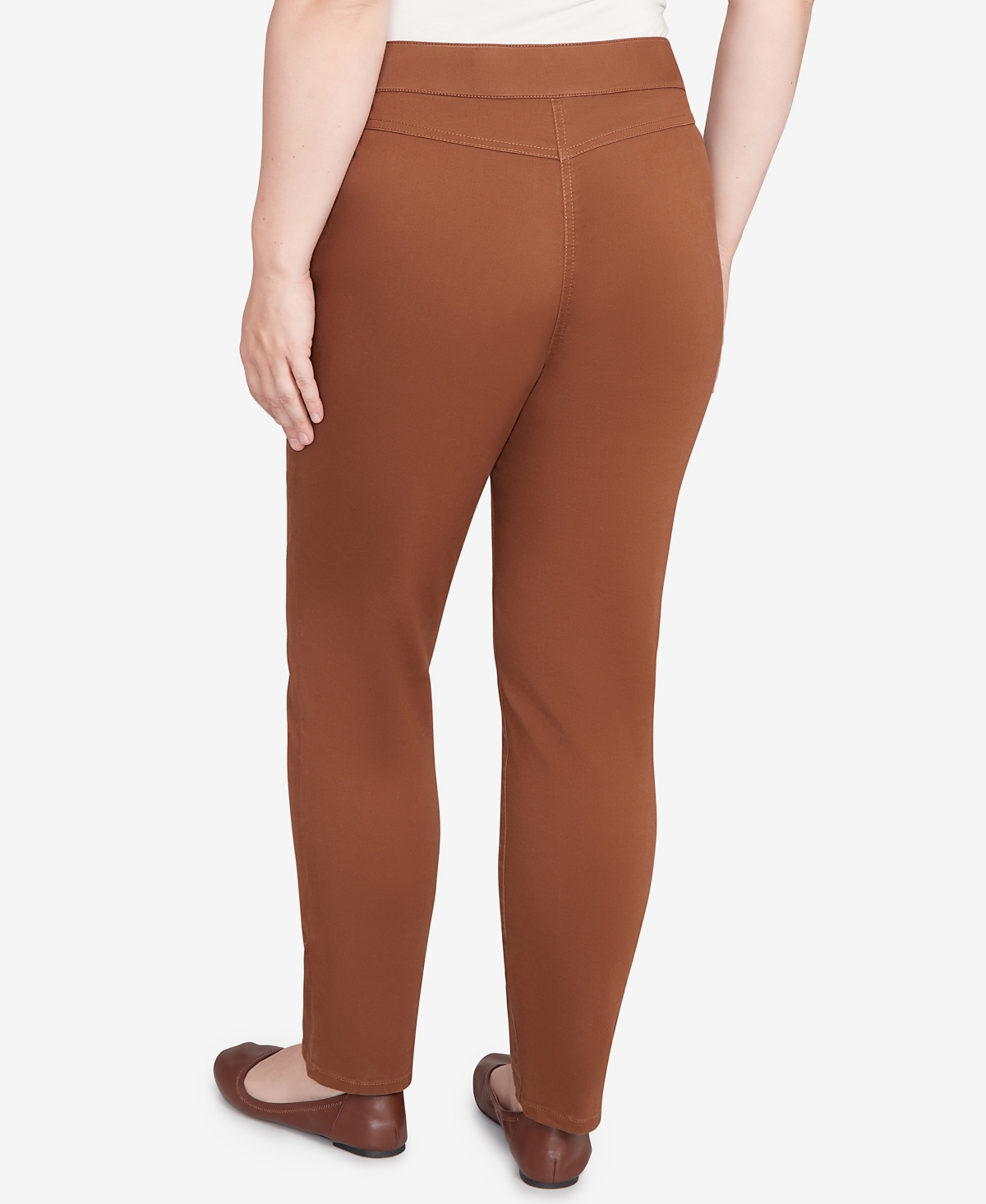 Alfred Dunner Women's Mount Laurel Allure Front Pocket Medium Length Pants In Brown