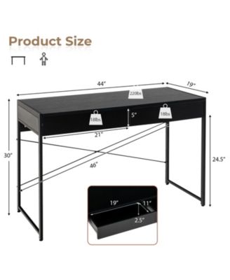 2-Drawer Home Office Desk with Steel Frame