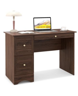 Wooden Computer Desk Workstation with 2 Drawers for Home and Office ...