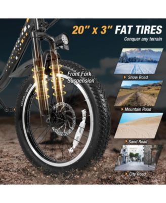 Folding Electric Bicycle for Adults with 20-Inch Fat Tires Snow E-Bike
