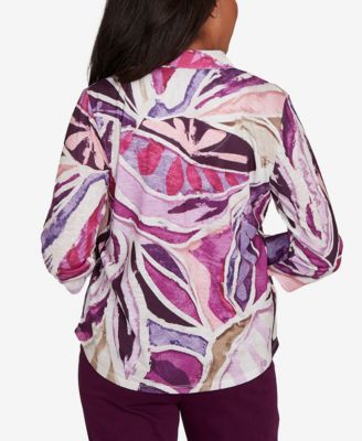 Women's Urban Legend Abstract Floral Button Front Top