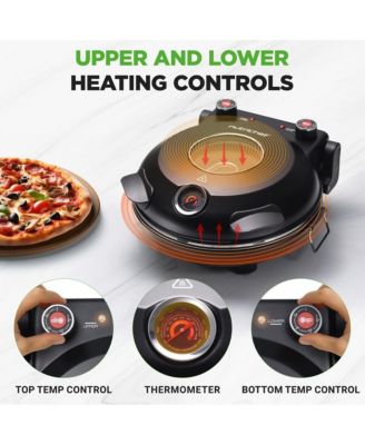 Countertop Pizza Maker - Electric Pizza Oven with Temperature Controls, Window and Thermometer (Black)