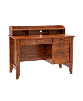 Vintage Computer Desk with Storage Shelves and 4 Drawers