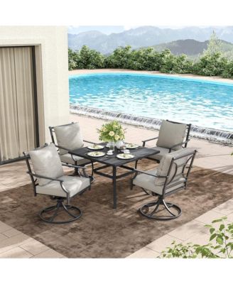 Outdoor Lounge Chair,Rust Proof Steel Frame W/ Armrests And Upholstered 360Â&deg;Swivel Chair