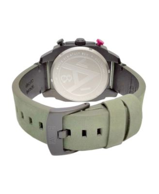 Men's Hawker Hunter Chronograph Retrograde Edition Black Genuine Leather Strap Watch 45mm