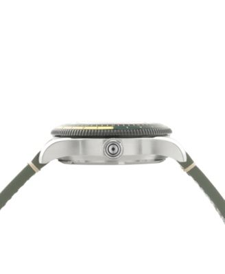 Men's Flyboy Green Leather Strap Watch, 40mm