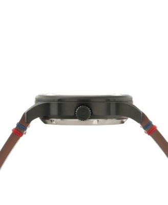 Men's Hawker Hurricane Brown Leather Strap Watch, 43mm