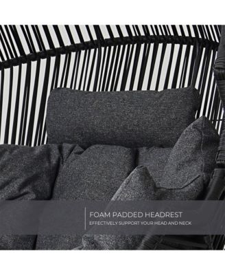 Hand-Woven Wicker Oversized Egg Chair,Rust-Resistant Steel Frame & 6.25" Thick Cushion Chair