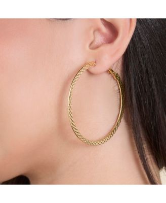 Textured Gold-Tone Large Hoop Earrings