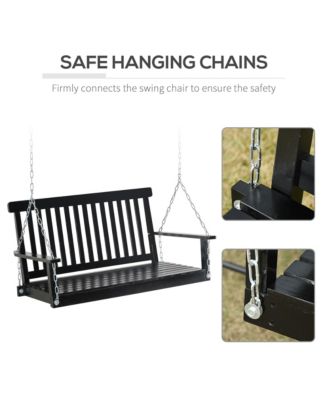 2-Seater Hanging Porch Swing Outdoor Patio Swing Chair Seat with Slatted Build and Chains, 440lbs Weight Capacity, Black