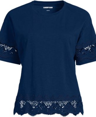 Women's Short Sleeve Slub Jersey Cutwork T-Shirt