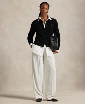 Women's Cable-Knit Wool-Cashmere Cardigan Sweater