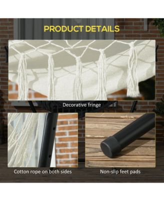 Patio Hammock Chair with Stand, Outdoor Hammock Swing Hanging Lounge Chair with Side Pocket and Headrest, Cream White