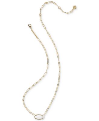 Elisa Enamel Frame Paperclip Necklace, 17" + 3" extender