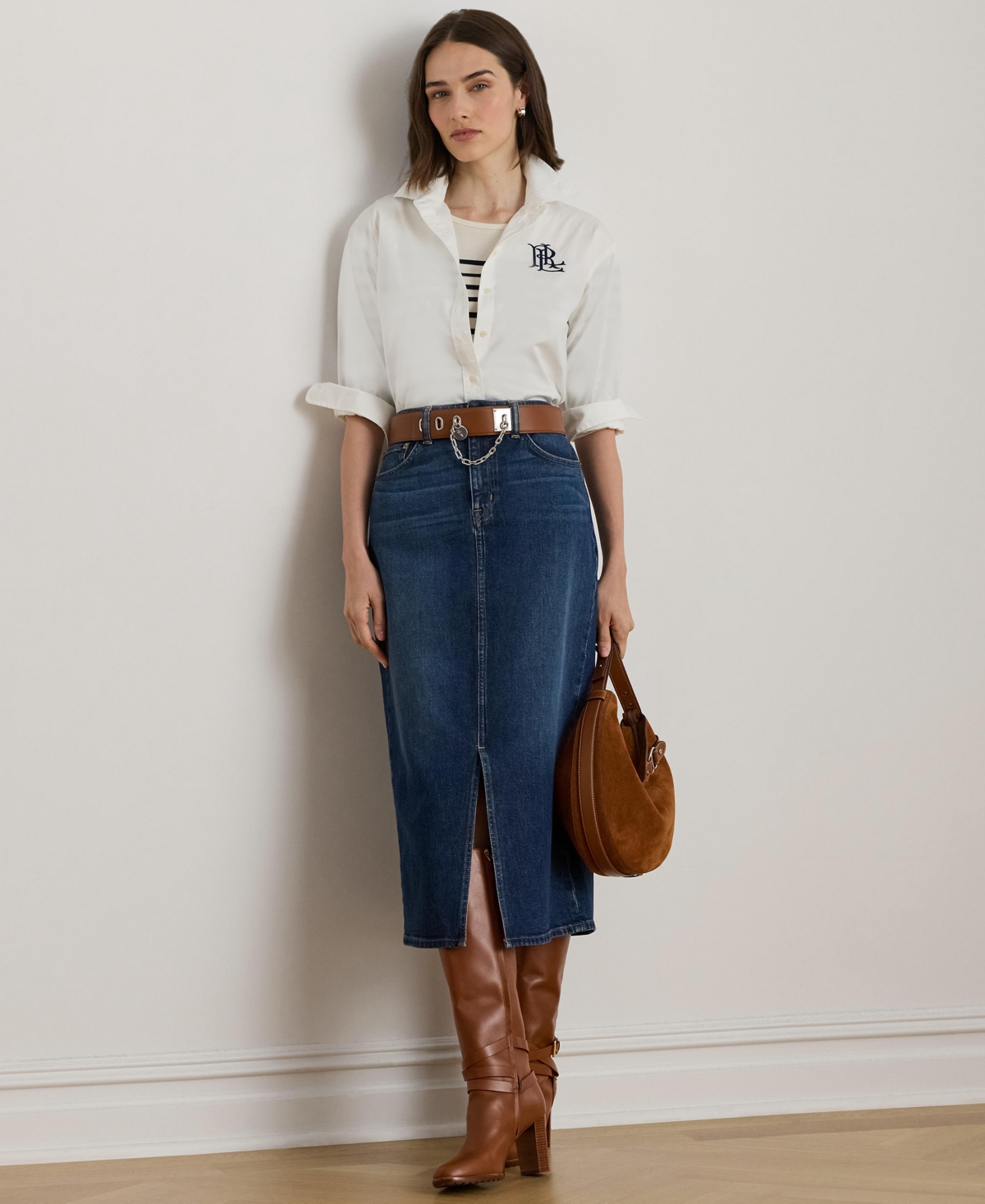 Ralph Lauren Women's Denim-mahlan Midi Skirt In Blue