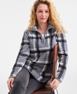 Women's Printed Quarter-Zip Long-Sleeve Fleece, Macy's Exclusive