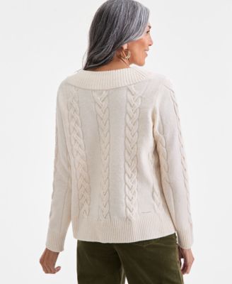 Petite Chunky Cable-Knit Sweater, Macy's Exclusive