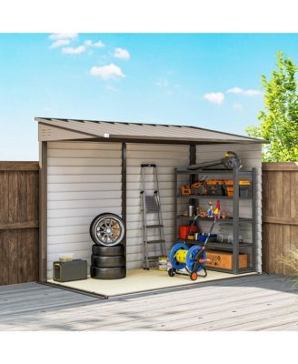 4.6' x 9' Metal Outdoor Storage Shed with Lockable Doors Dark