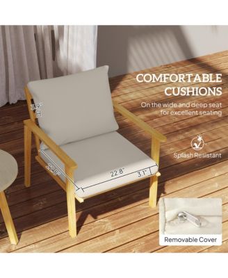 3 Piece Patio Set, Wood Effect Metal Bistro Set,