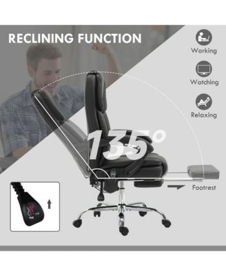 Massage Office Chair with Footrest, PU Leather Desk Chair,