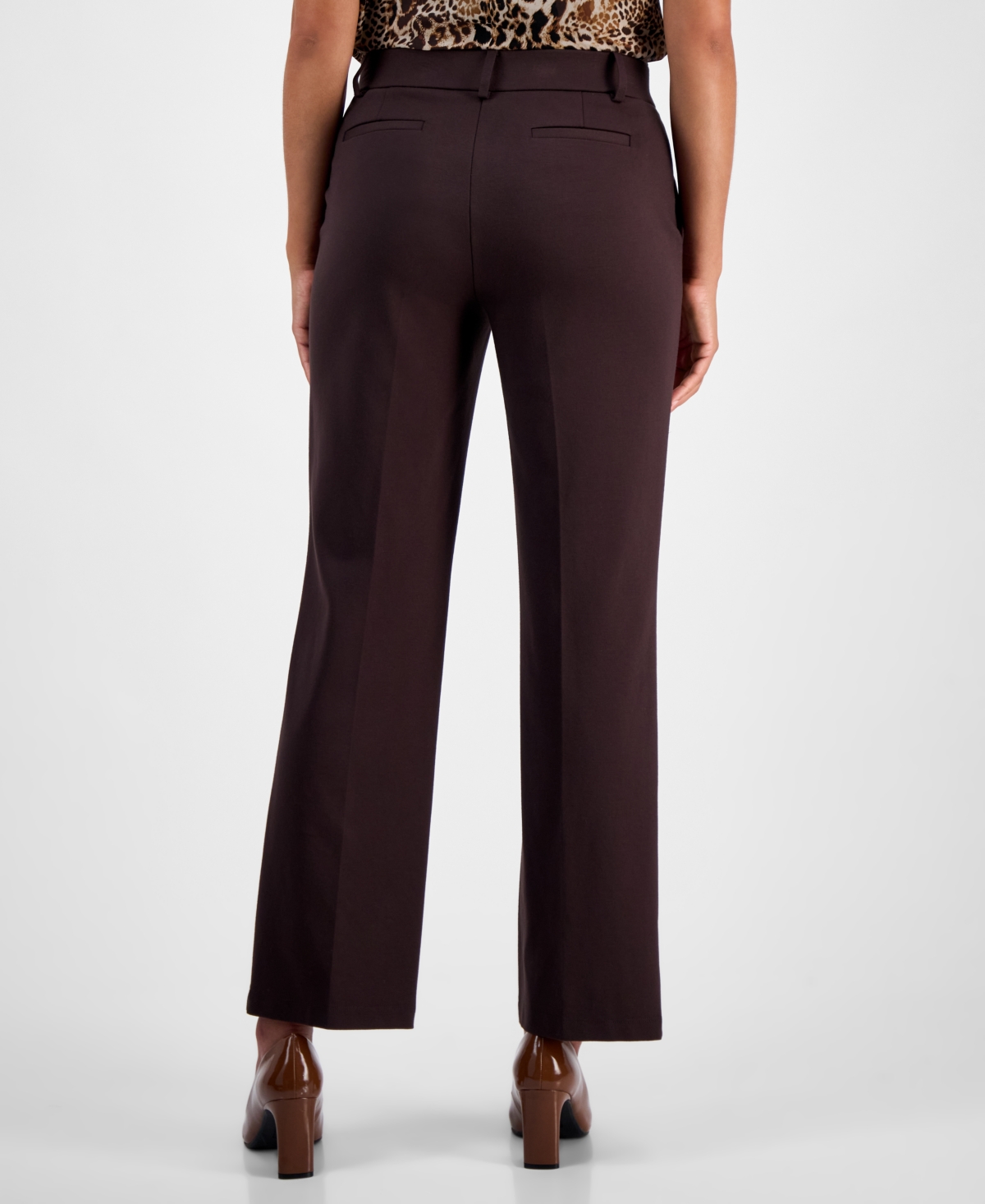 Kasper Women's Mid-rise Pull-on Straight-leg Pants, Regular & Petite In Brown