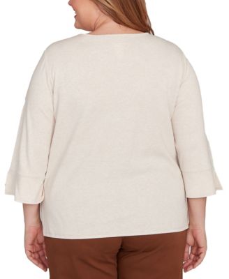 Plus Size Mount Laurel Textured Scroll Embroidered Top