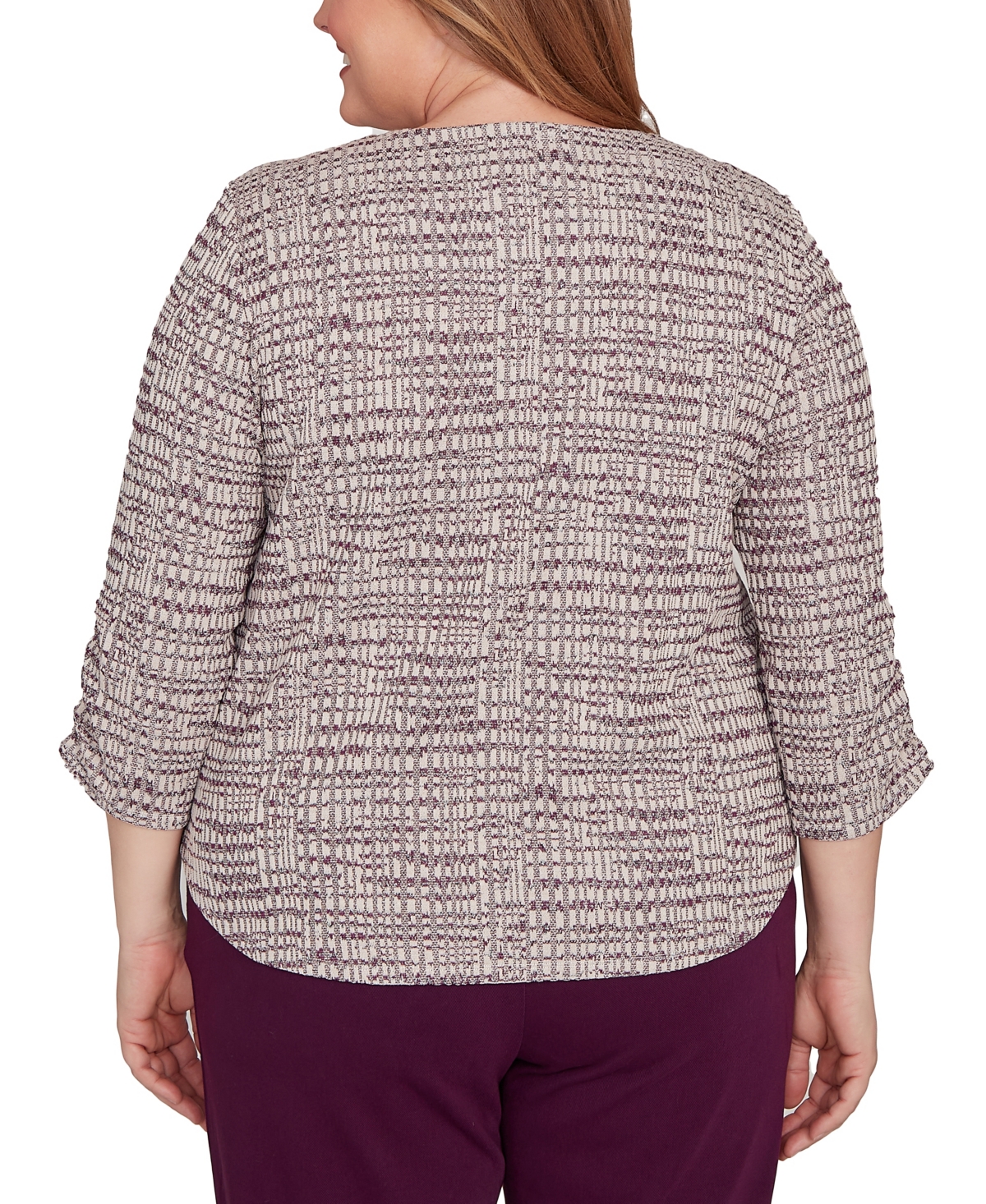 Alfred Dunner Plus Size Urban Legend Textured Shimmer Space Dye Top With Necklace In Multi