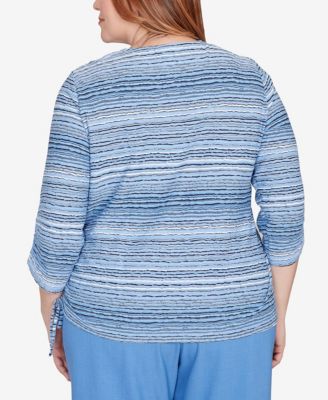 Plus Size As Usual Spliced Textured Stripe Knit Top