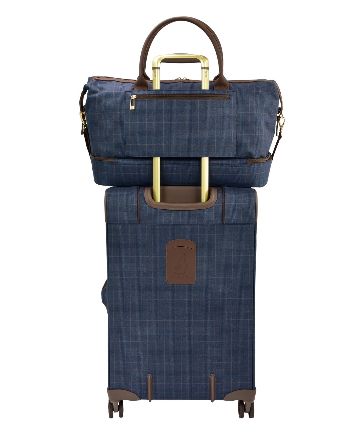 Сумка London Fog Brentwood IV 20" Drop Bottom Duffel, цвет: Полуночный синий клетчатый — фото 3