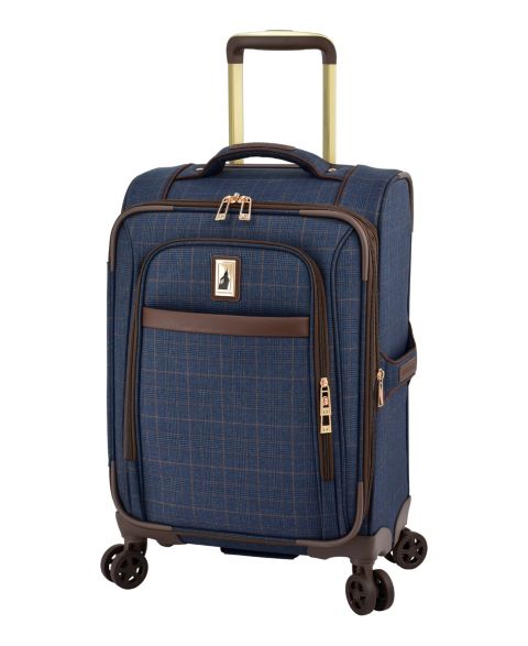Чемодан London Fog Brentwood IV 20" Spinner Carry-on, цвет: Полуночный синий клетчатый