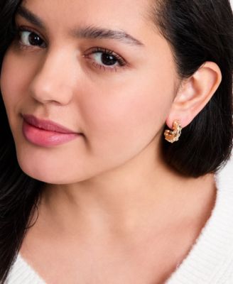 Small Pav&eacute; Chubby Hoop Earrings, 0.8", Macy's Exclusive