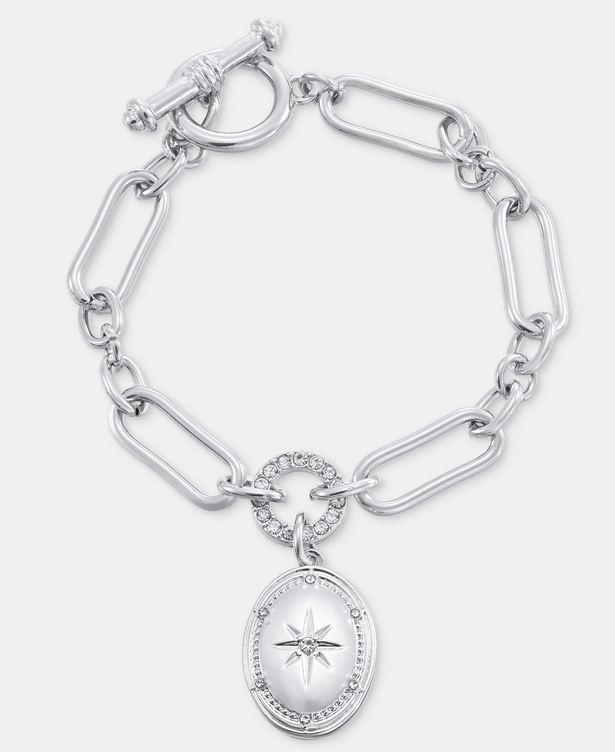 On 34th Crystal Locket Link Bracelet, Macy's Exclusive In Metallic