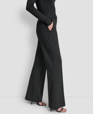 Women's Elizabeth Stripe Pintuck Mid-Rise Flare Trousers