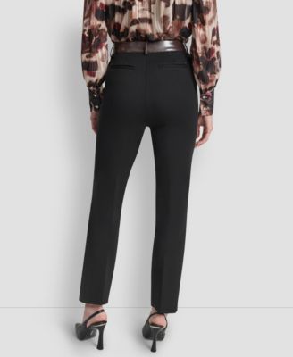 Women's Straight Pintuck Mid Rise Trousers