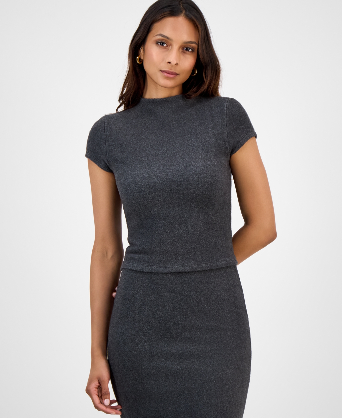 Bar Iii Women's Short-Sleeve Mock Neck Sweater, Macy's Exclusive
