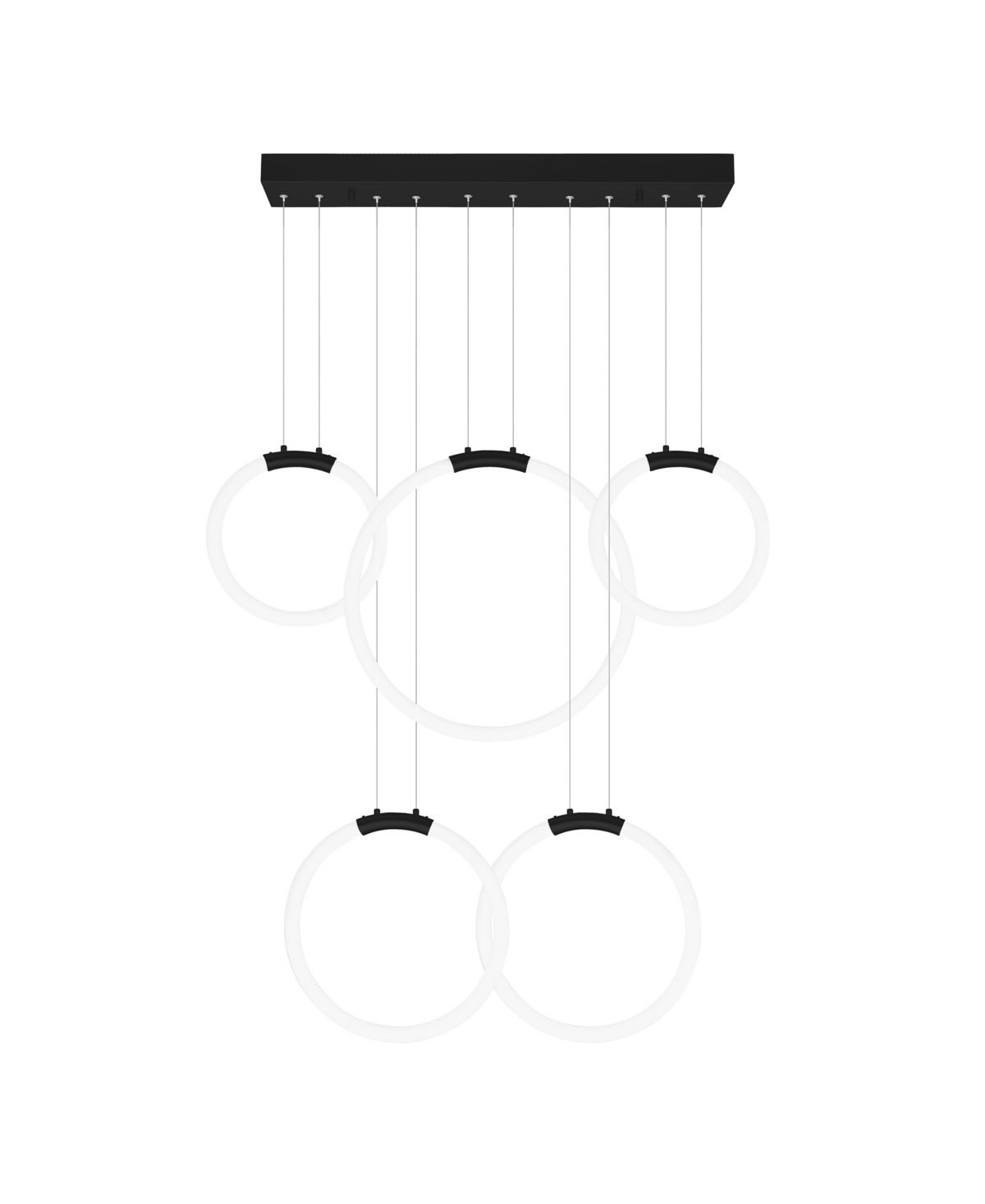 Cwi Lighting 27" Metal Hoops 5 Light Led Chandelier In Black