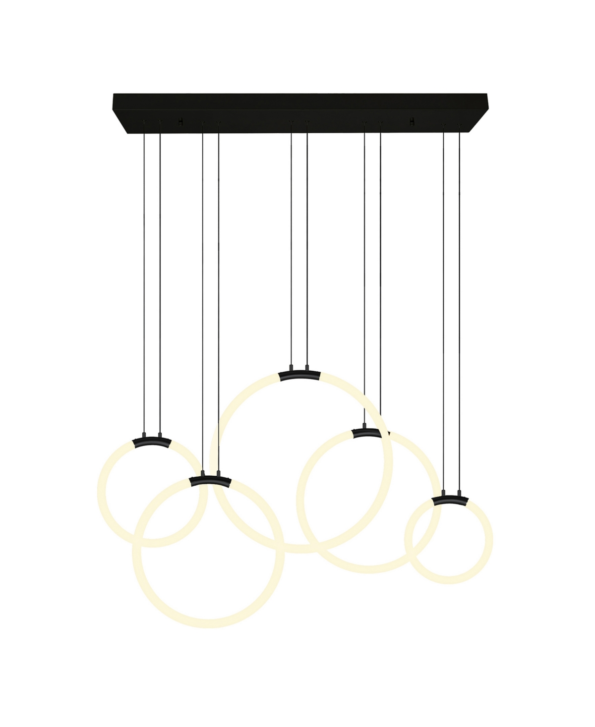 Cwi Lighting 27" Metal Hoops 5 Light Led Chandelier In Black