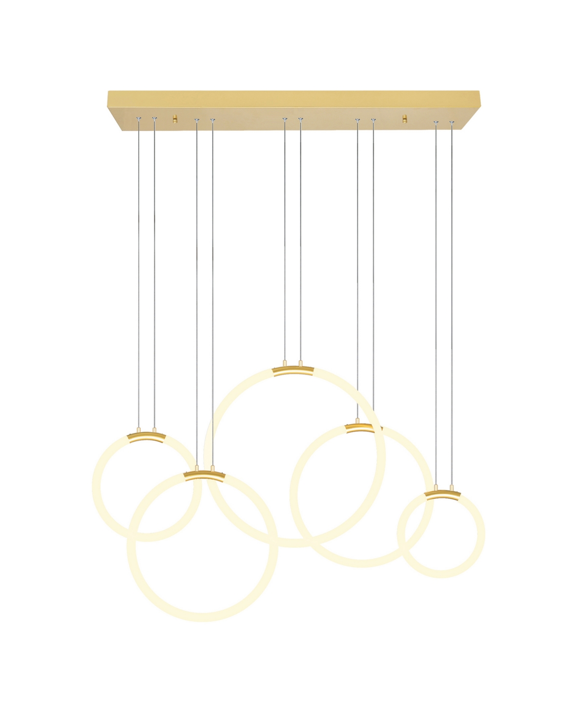 Cwi Lighting 27" Metal Hoops 5 Light Led Chandelier In Gold