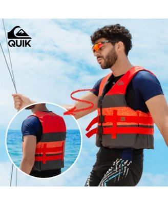 QUIKSILVER USCG Approved Adult Life Vest, Quick-Release Buckles & Drain Holes for Fishing