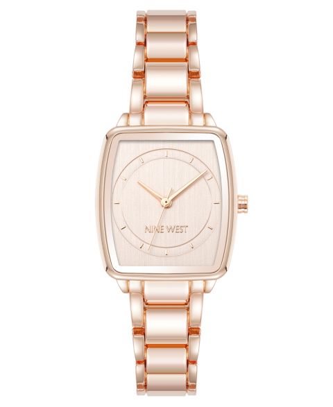 Женские часы Nine West Quartz Cushion Rose Gold-Tone Metal Alloy, 26mm