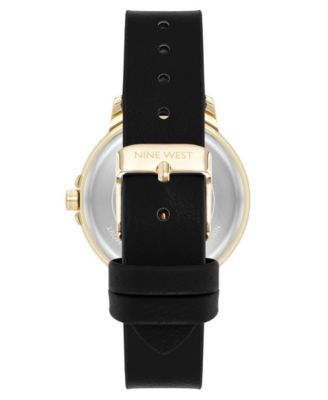 Women's Quartz Premier Black Leather and Gold-Tone Watch, 34mm