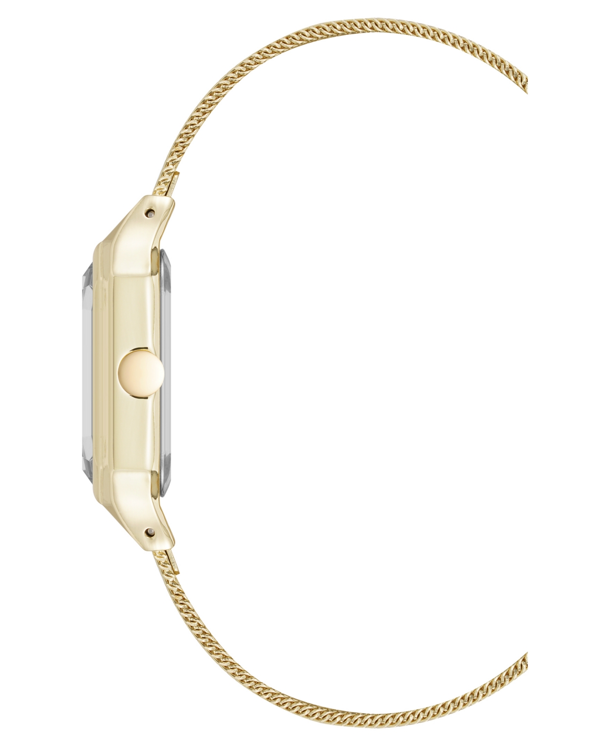 Nine West Women's Quartz Faceted Olive And Gold-tone Stainless Steel Mesh Watch, 26mm